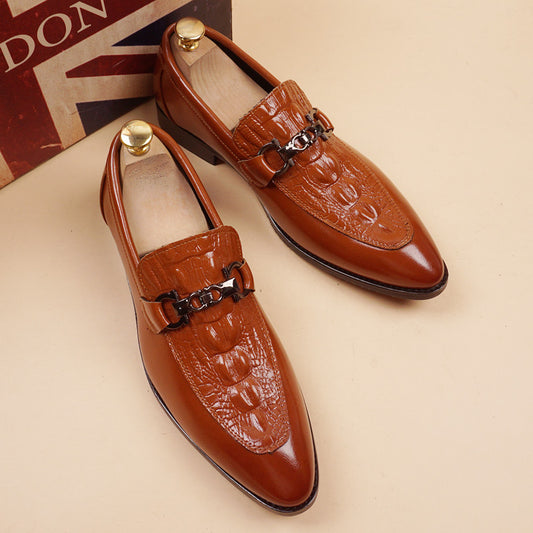 Men's Formal Wear Office British Pointed Crocodile Pattern Date Men's Business Leather Shoes