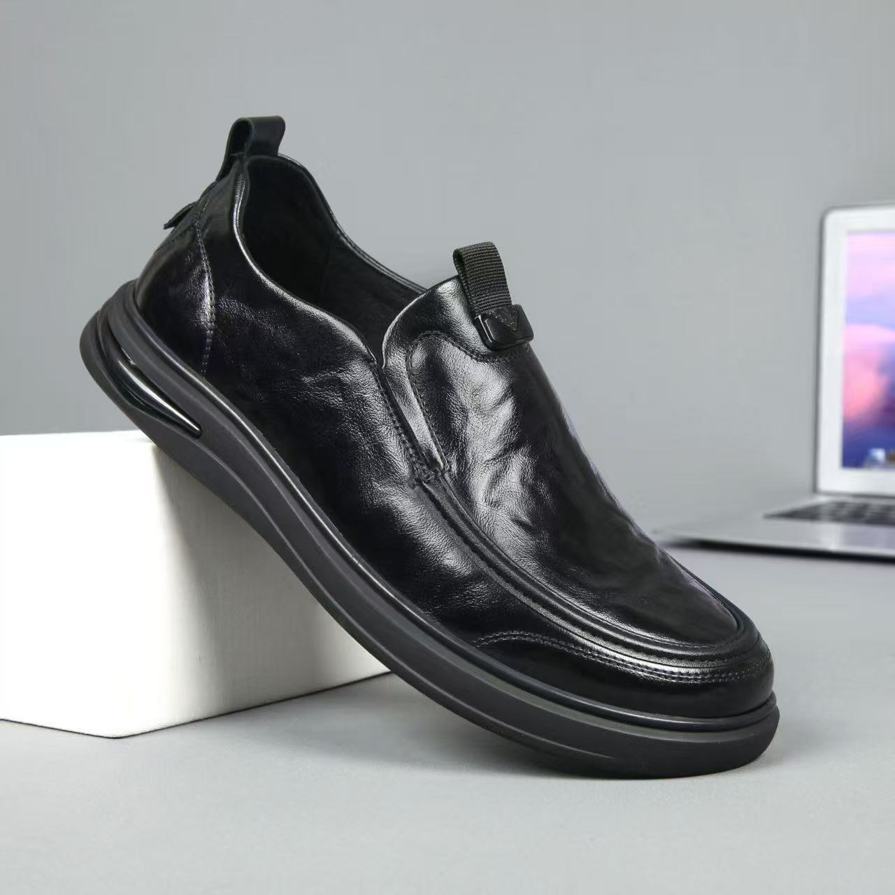 Men's Autumn First Layer Cowhide Business Cover Platform Men's Shoes