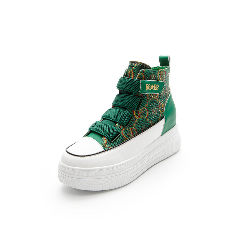 Women's White Boutique Small Flat Platform Muffin Height Increasing Women's Casual Shoes