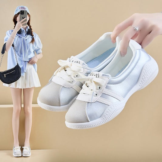 Shallow Mouth White Korean Style Breathable Casual Shoes