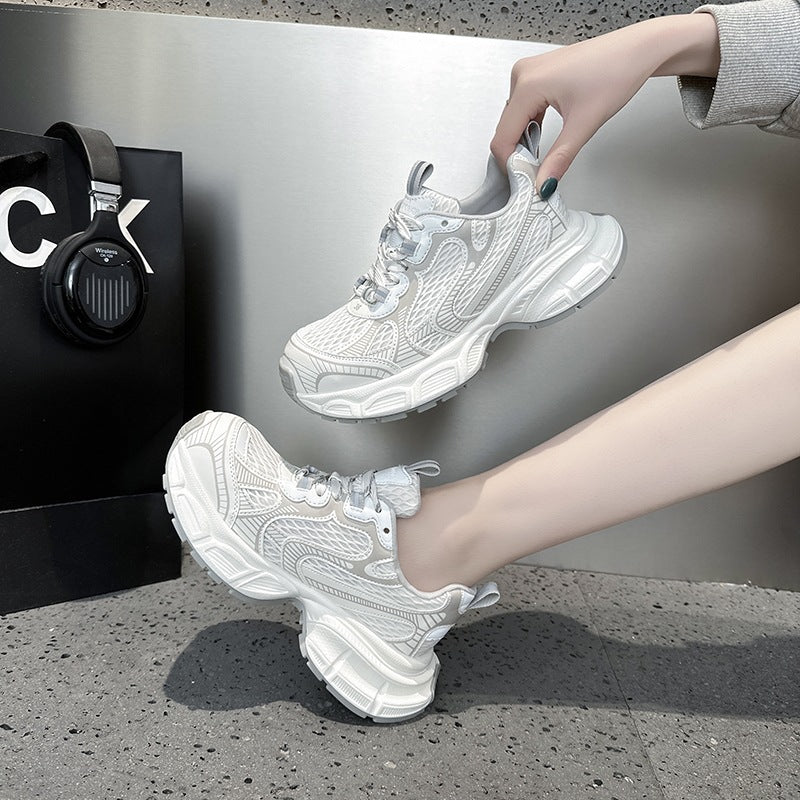 Women's Paris Dad Big Head Thick Bottom Mesh Elevator Women's Casual Shoes