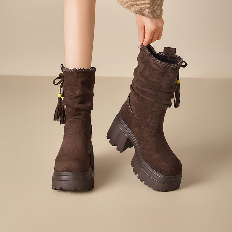 Women's Raise The Bottom Ankle Fleece-lined High Women's Leather Boots