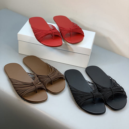 Women's Niche Rope Woven Summer Versatile Fashion Flat Slippers