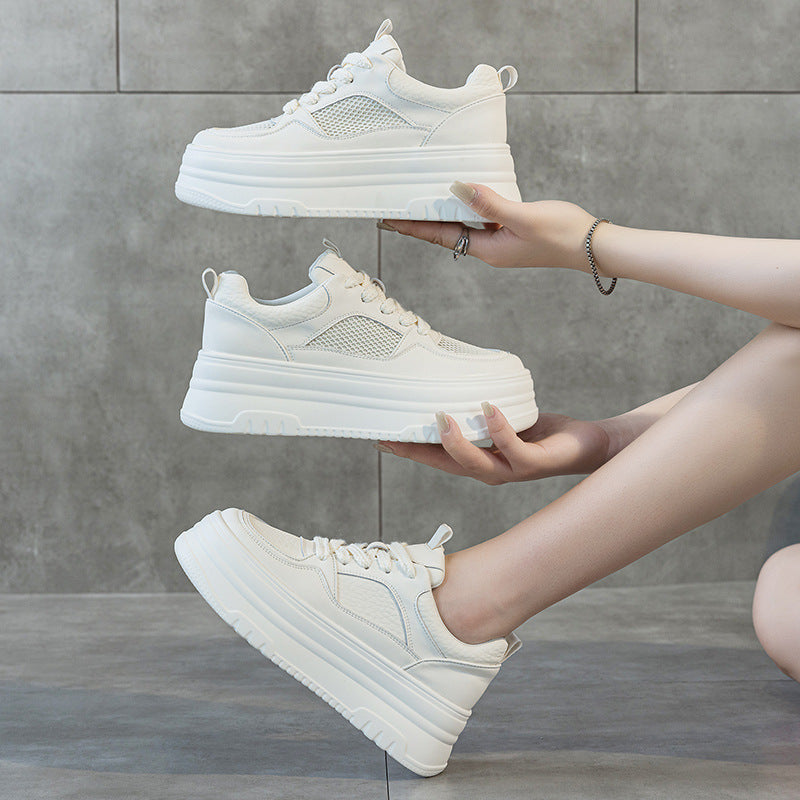 Women's Hidden White Platform Mesh Surface Summer Breathable Lightweight Heels