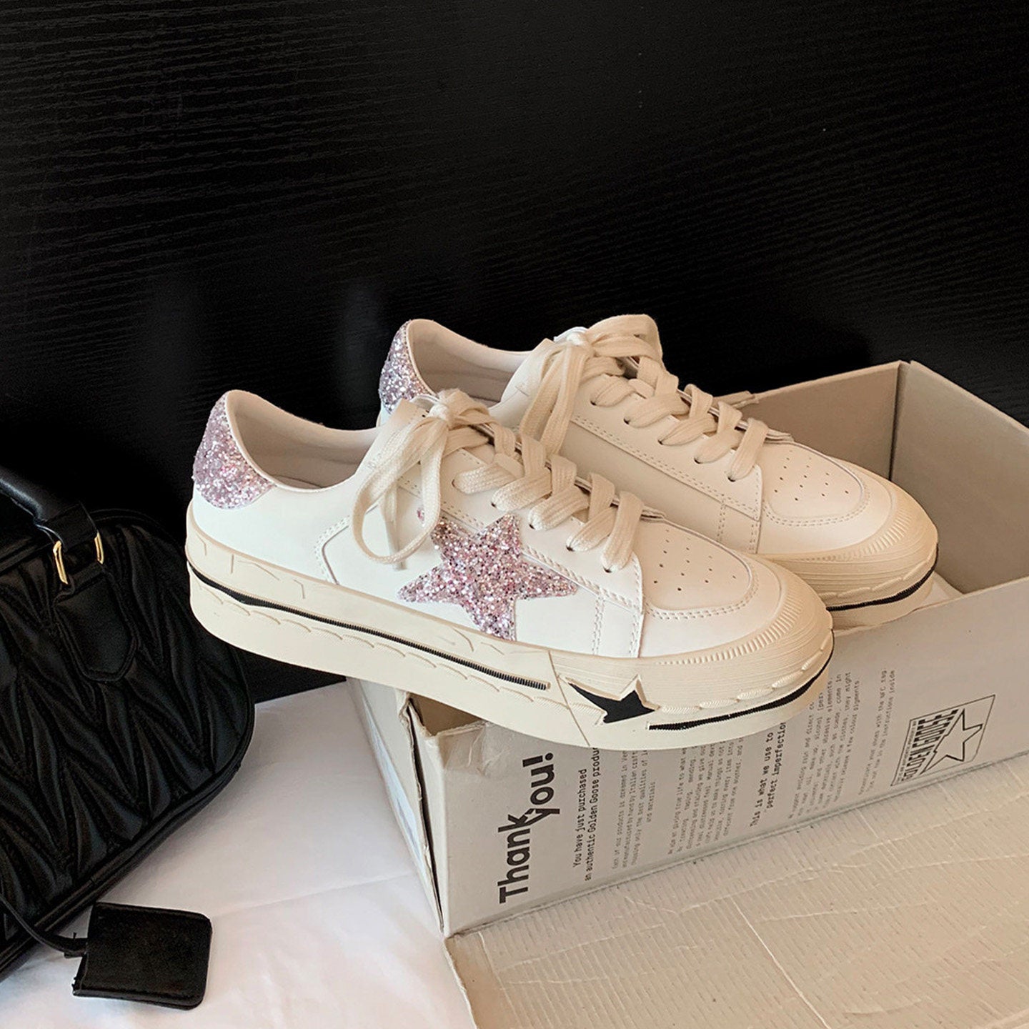 Women's Sier Star Pattern White Spring Platform German Women's Sports Shoes