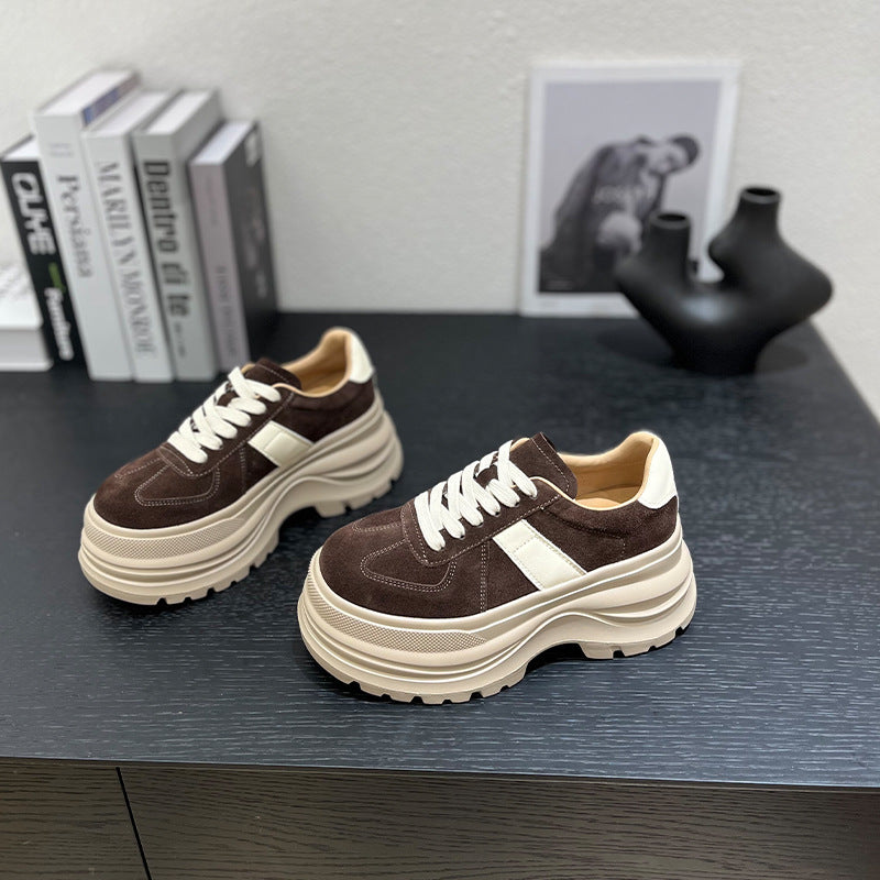 Women's Autumn Platform Round Toe Lace Color Women's Casual Shoes