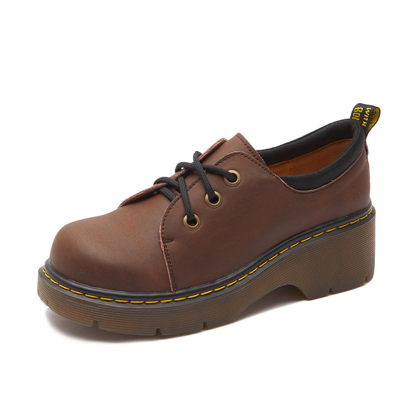 Women's Ugly Cute Thick Bottom Height Increasing Martin Pumps Leather Shoes