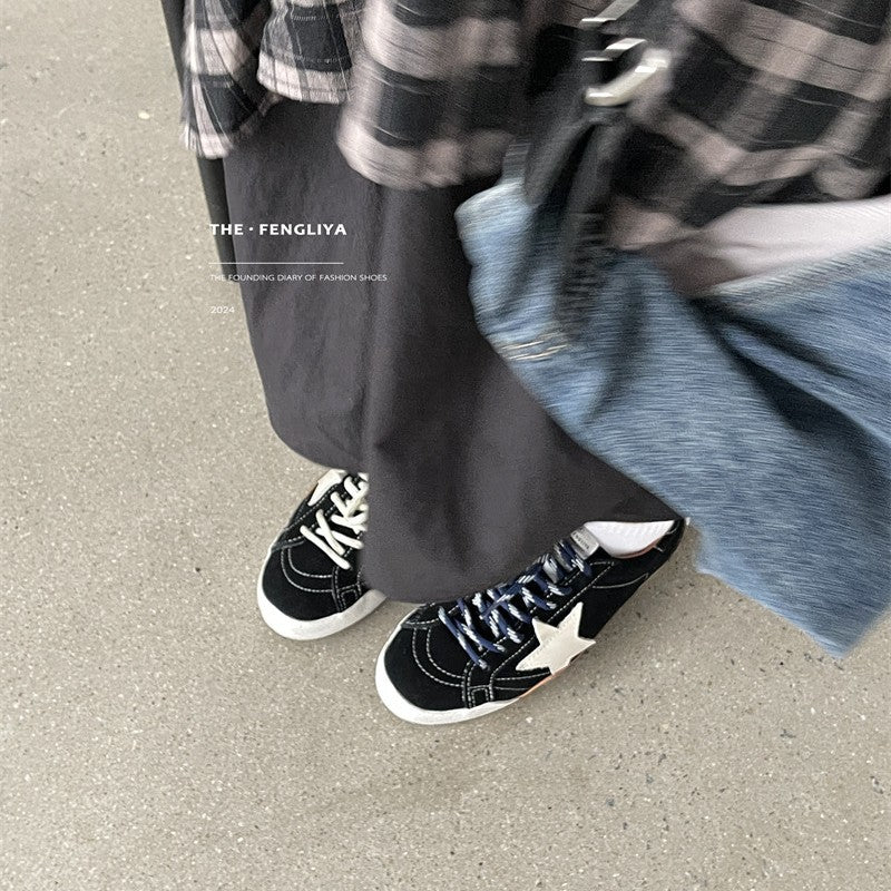 Toe Vintage Korean Style Golden Goose Trendy Cowhide Distressed Breathable Women's Sports Shoes