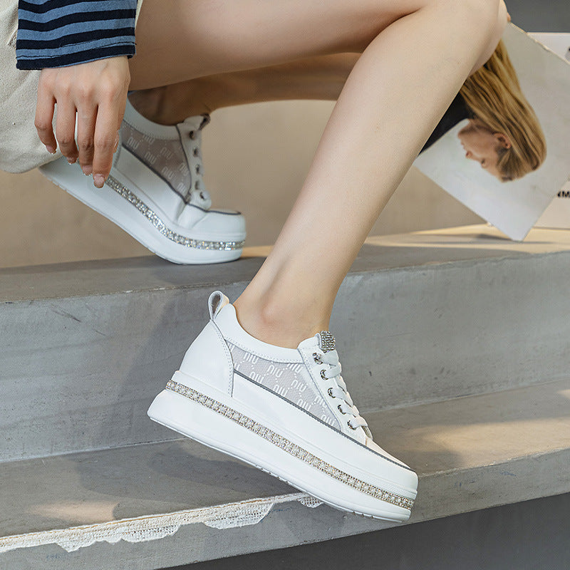Women's Surface White Summer Thin Inner Height Casual Shoes