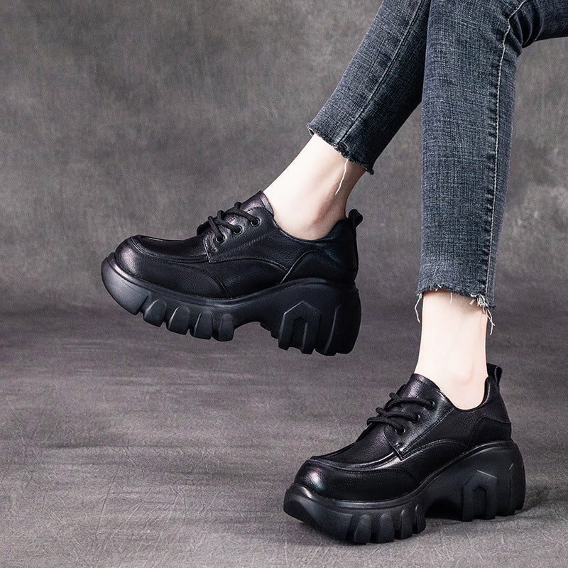 Women's Cowhide Autumn Genuine Korean Style Platform Casual Shoes