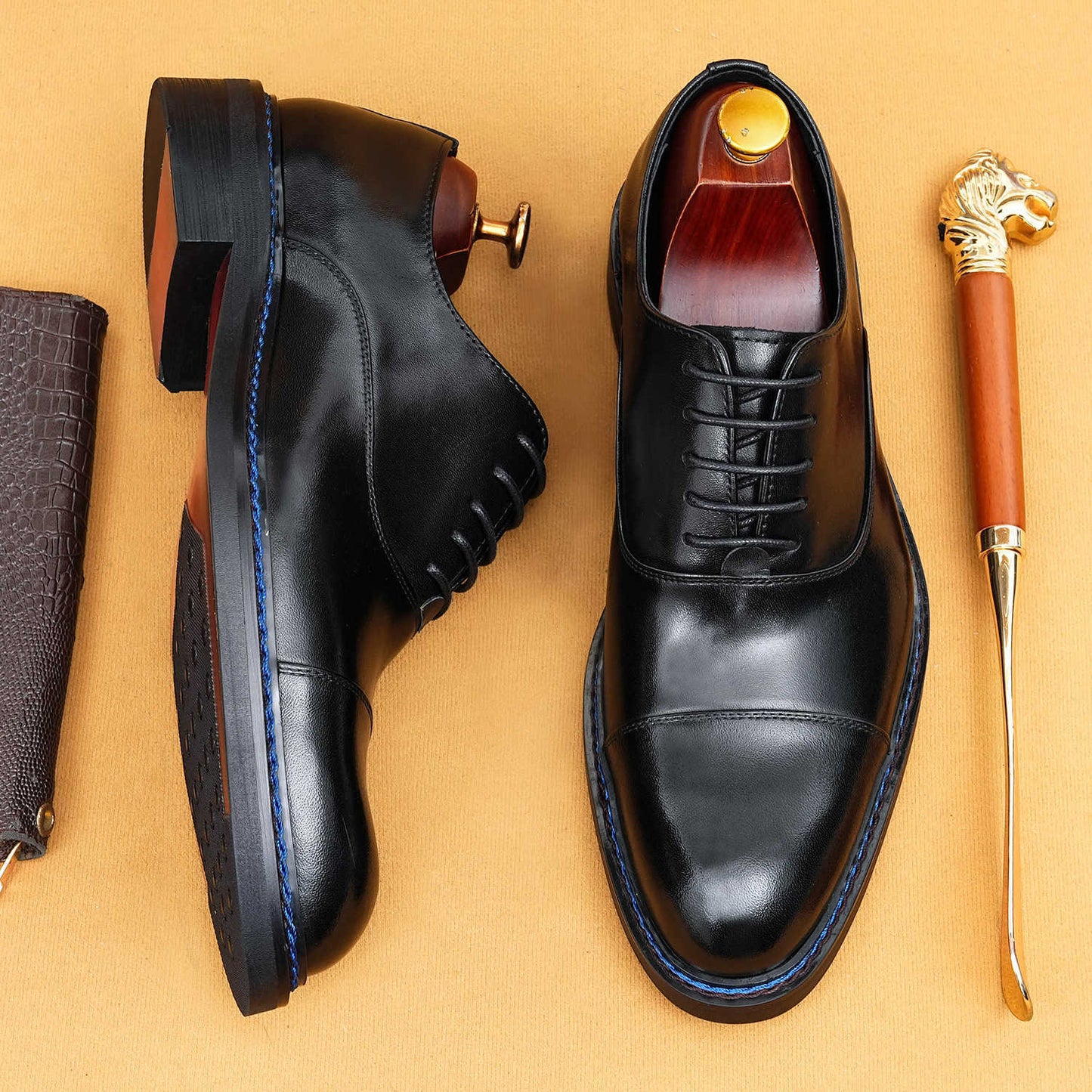 Men's Pointed Formal Wear Norwegian Sewing Oxford Leather Shoes