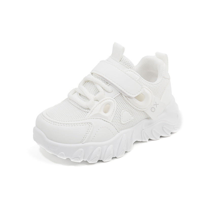 Children's Autumn Boy White Mesh Soft Bottom Kid's Sneakers