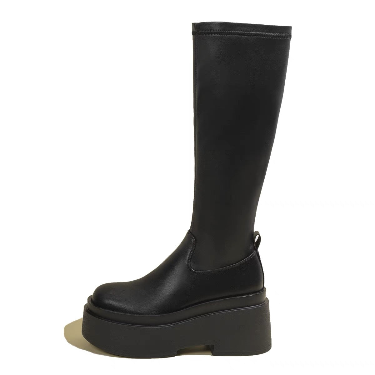 Women's Skinny Below The Knee Platform Thin Small Man Women's Leather Boots