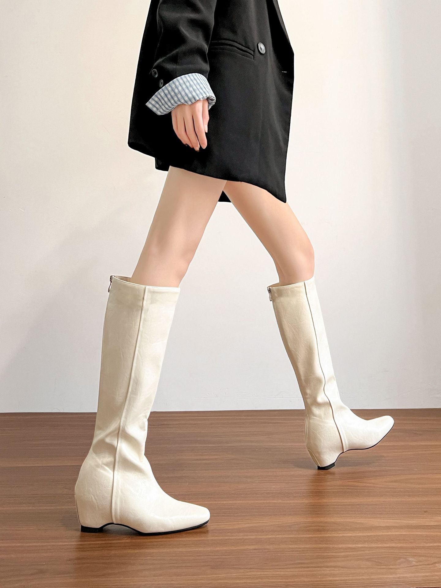 Women's Increasing Insole Black Plus Veet Skinny High Boots