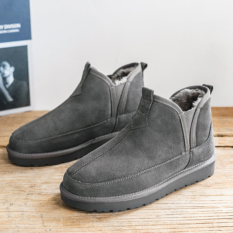 Men's Winter Fleece-lined Thickened Bread Genuine Versatile Snow Boots