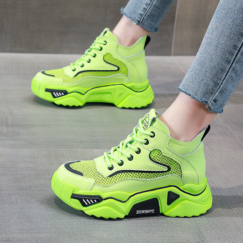 Women's Dad White Platform Mesh Breathable Sports Women's Casual Shoes