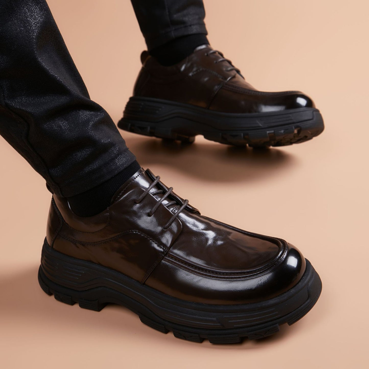 Men's Commuter Grip Pattern Formal British Fashion Men's Business Leather Shoes