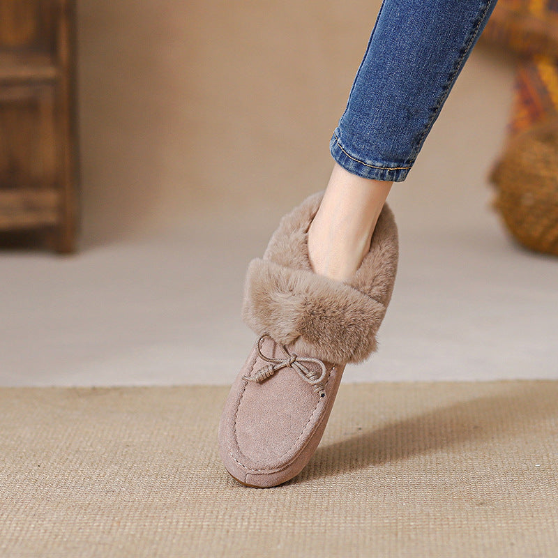 Women's Thermal Cotton Fleece-lined Rabbit Hair Height Snow Boots