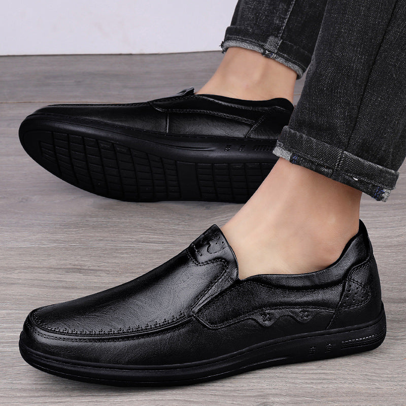 Men's Slip-on Top Layer Cowhide Soft Bottom Men's Casual Leather Shoes