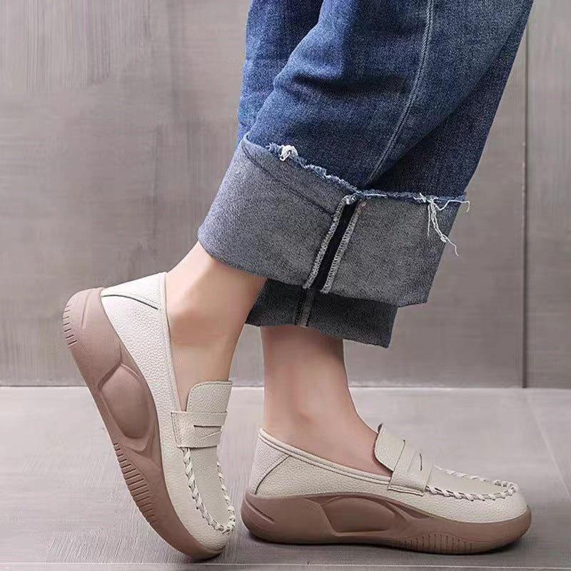 Women's Platform Soft Korean Style Slip-on Lofter Casual Shoes