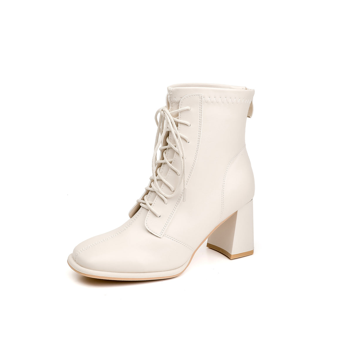Women's Style Square Toe Elastic Chunky Ankle Martin Boots