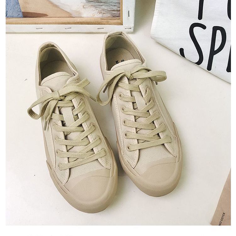 Cream White Retro Distressed Sports For Lovers Canvas Shoes