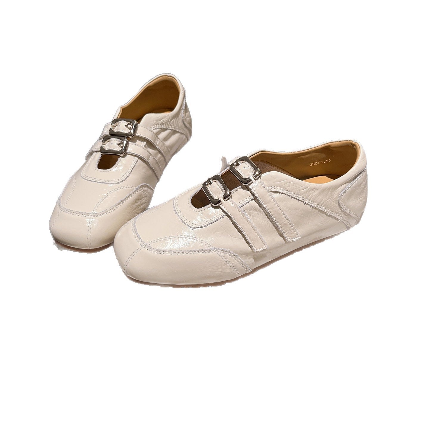 Women's Cowhide Version European Goods Metal Buckle Word Mary Jane Ballet Men's Shoes