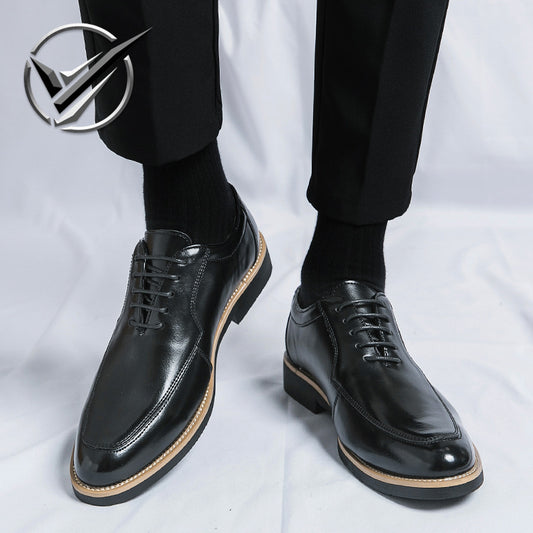 Men's Wear British Trendy Height Increasing Insole Pointed Leather Shoes