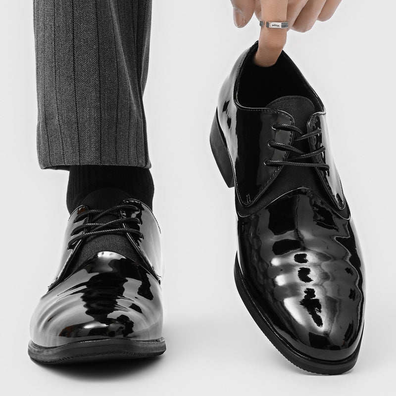 Men's Derby Business Round Toe Commuter Formal Wear Glossy Men's Shoes