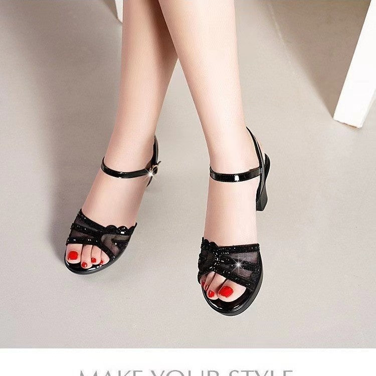 Women's Mid Summer Mom High Peep Toe Heels