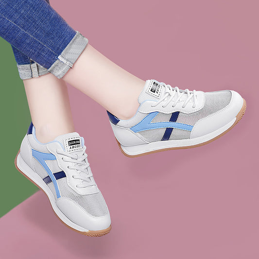 Women's White Flat Lightweight Mesh Surface Breathable Sneakers