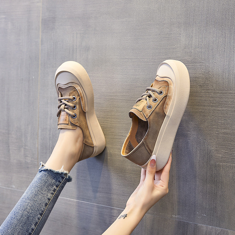 Women's Summer White Thick Bottom Breathable Genuine Women's Shoes