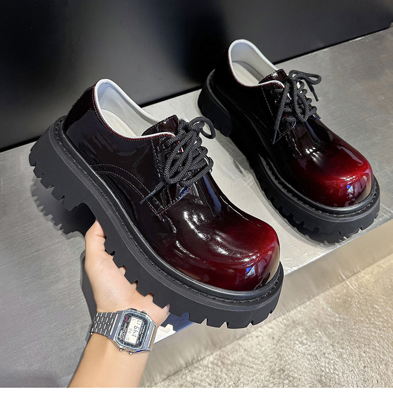 Men's Autumn Derby Big Head Glossy British Men's Casual Leather Shoes