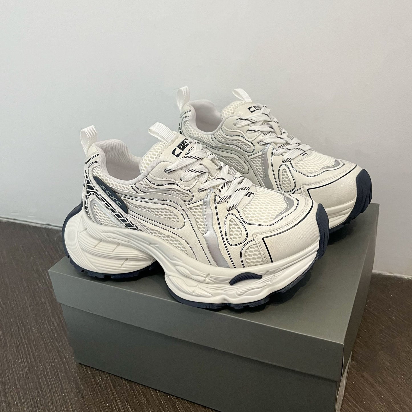 Women's Mesh Dad Spring Round Toe Platform Thick Bottom Women's Sports Shoes