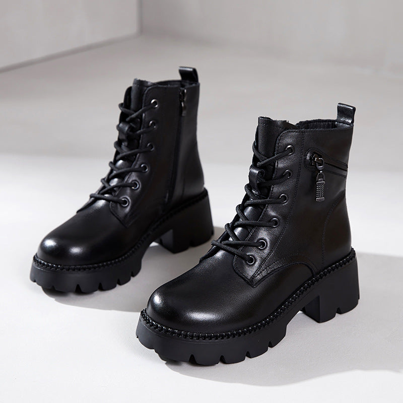 Women's & Men's First Layer Cowhide Martin Genuine Retro Boots