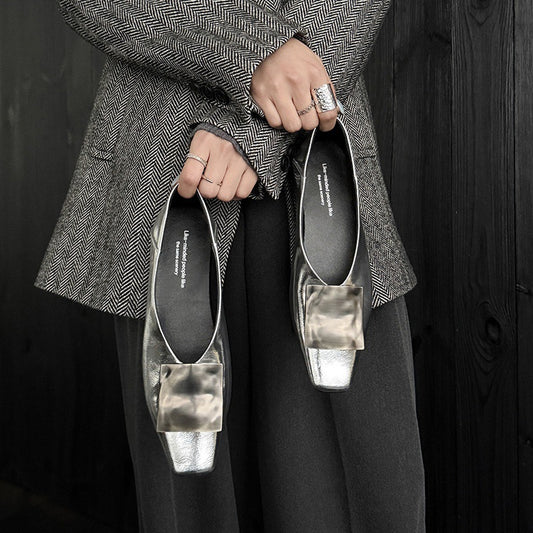 Women's Fried Light Luxury European Goods Genuine Square Buckle Women's Fashion Shoes