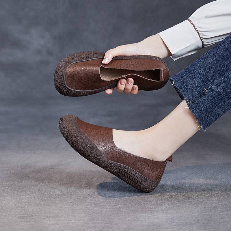 Women's Genuine Shallow Mouth Top Layer Cowhide Women's Shoes