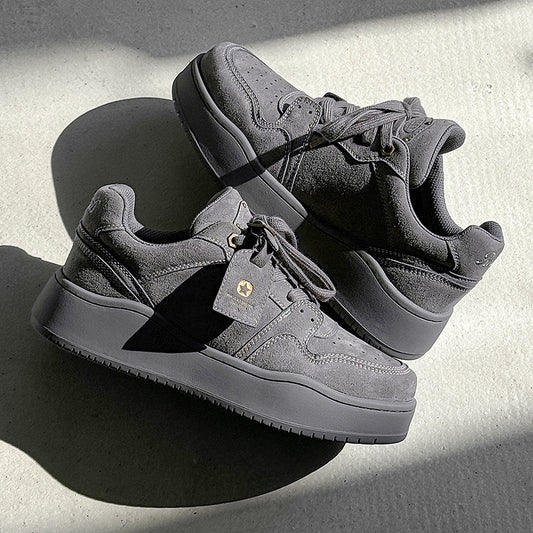 Women's & Men's Lovers Retro Gray Platform Hight Increasing National Men's Board Shoes
