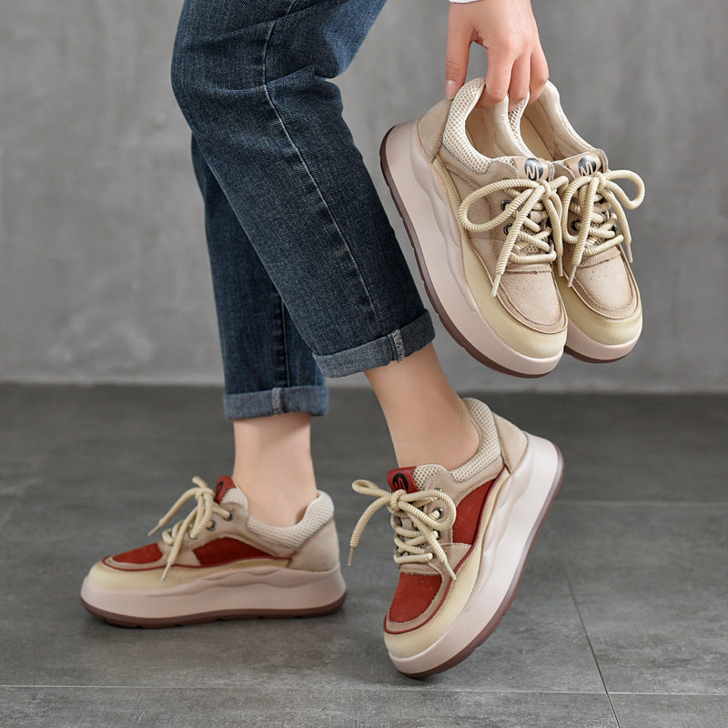 Women's Platform Genuine Spring First Layer Cowhide Women's Casual Shoes