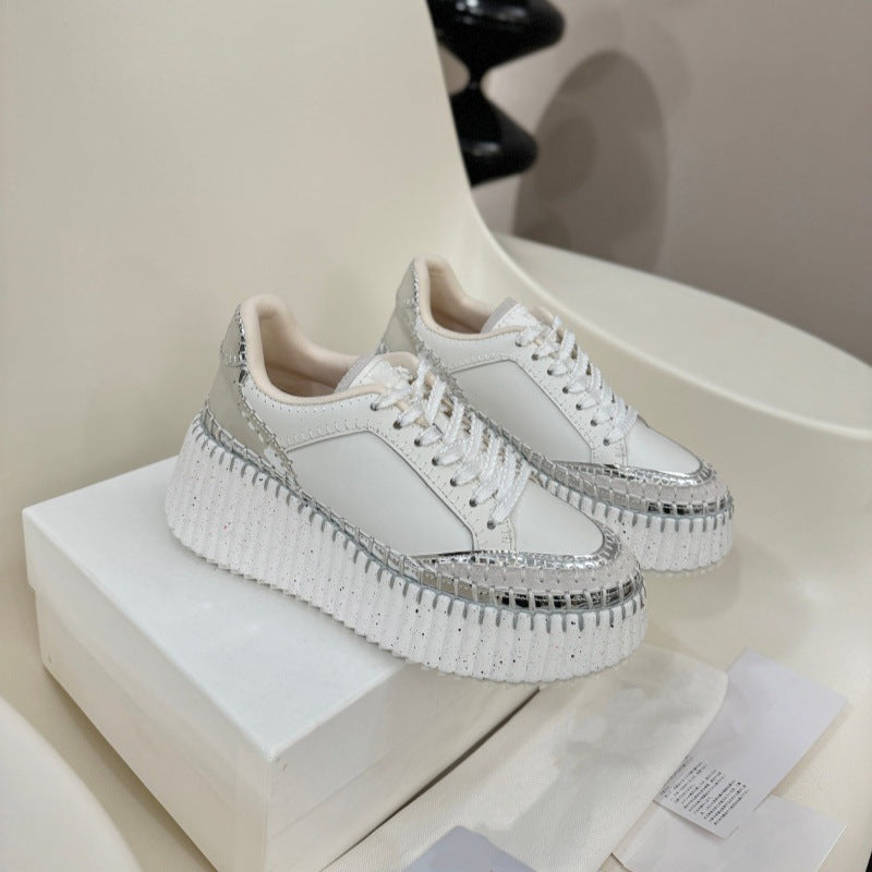 Women's Platform Elevator Wild Biscuit Shape Round Women's Casual Shoes
