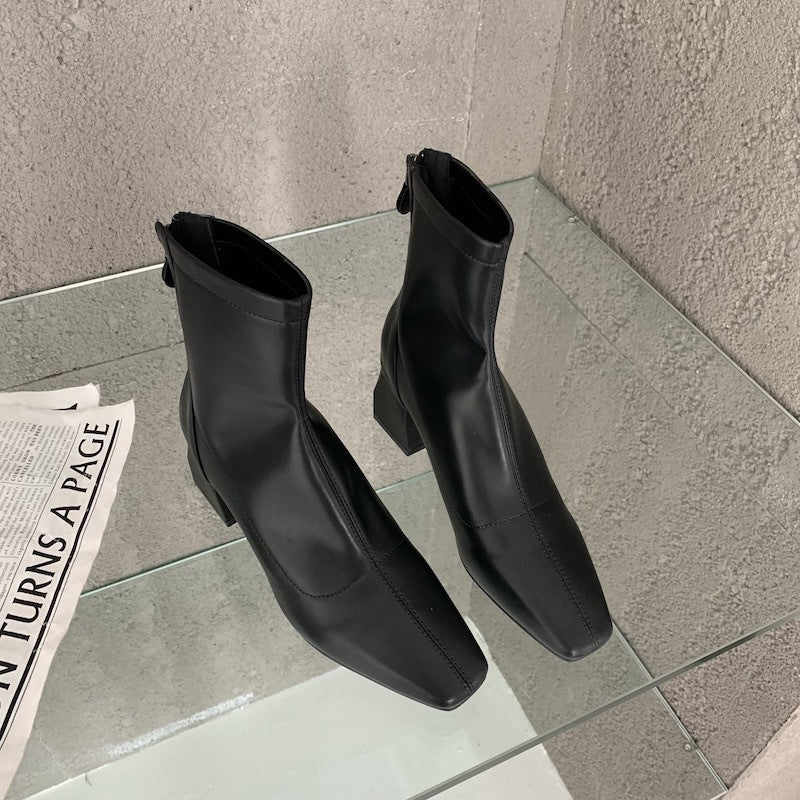 Women's High Booties Korean Style Chunky Middle Fried Boots