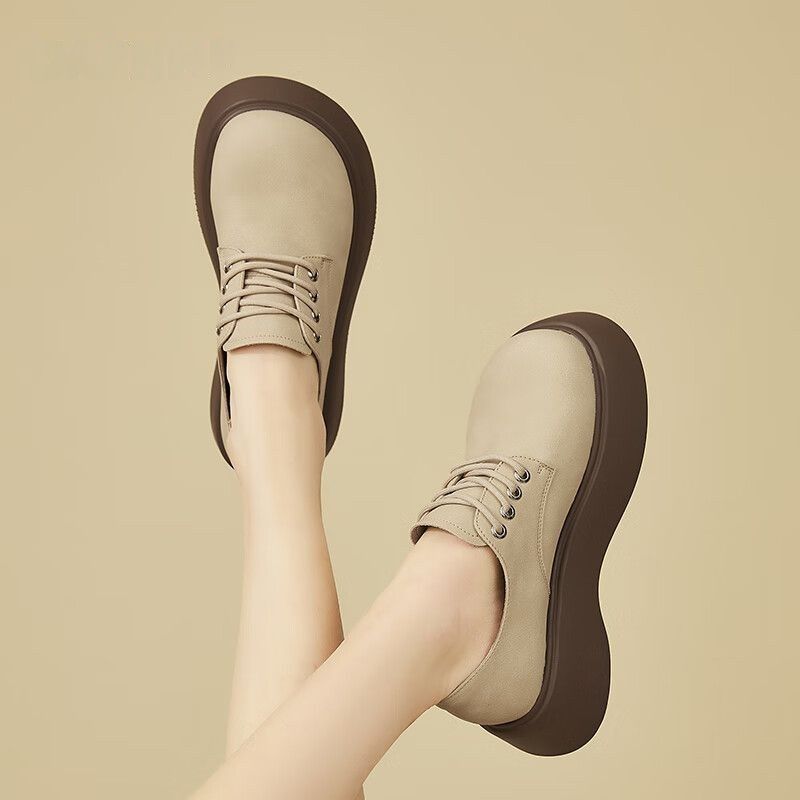 Women's Platform Female Heightened Single Layer Soft Versatile Not Tired Feet Loafers