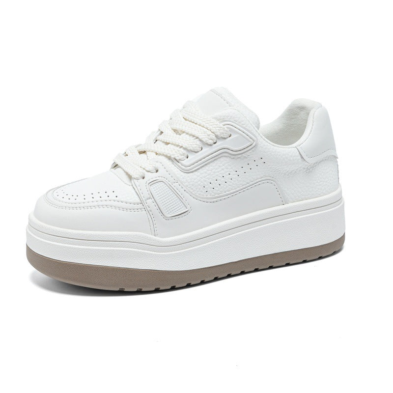 Women's Sole Height Increasing Open-door Red White Spring Versatile Women's Board Shoes