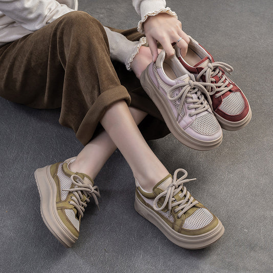 Women's Versatile Breathable Mesh Platform Retro Minority Men's Shoes