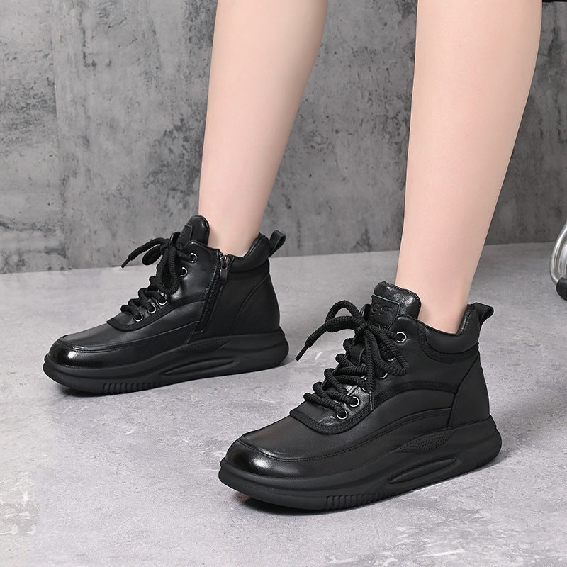 Women's Authentic Clunky Genuine Wool Platform Sports Snow Boots