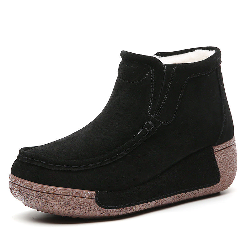 Women's Genuine Platform Shake Winter Fleece Lined Padded Casual Shoes