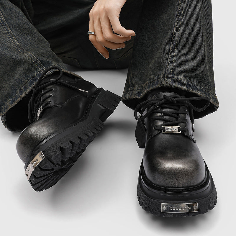 Men's Light Handsome High-grade Big Toe Black Men's Casual Leather Shoes