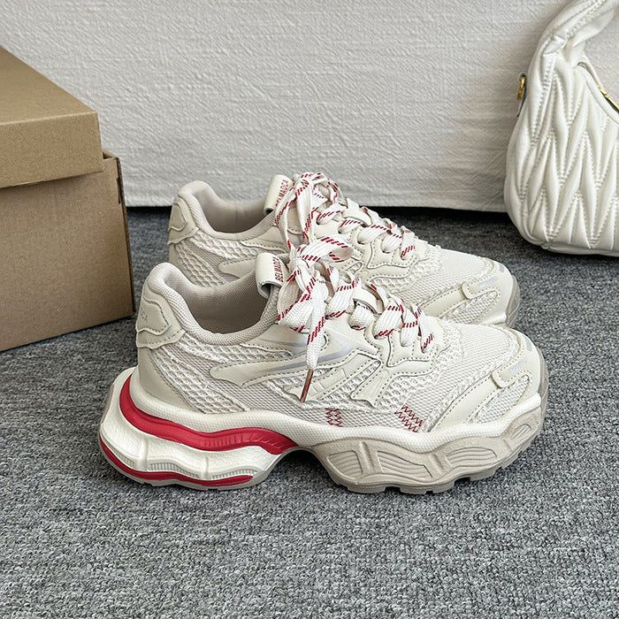 Women's Mesh Breathable Clunky Spring Thick Sole Increased Lightweight Women's Sports Shoes