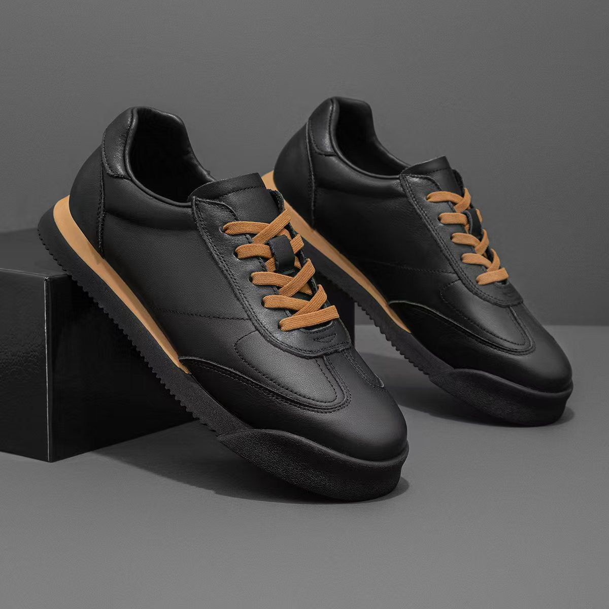 Men's First Layer Cowhide Solid Color Autumn Soft Bottom Men's Casual Shoes