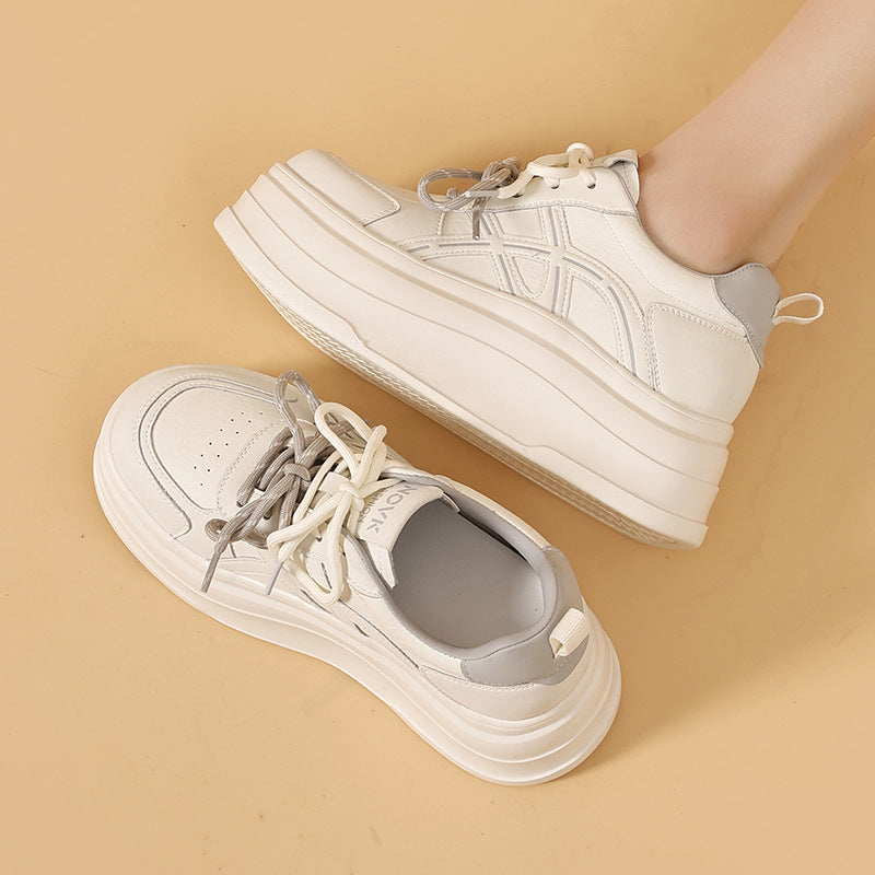 Women's Spring Invisible Hidden Platform Trendy White Women's Casual Shoes